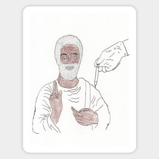 Vaccinated Jesus (white background) Sticker